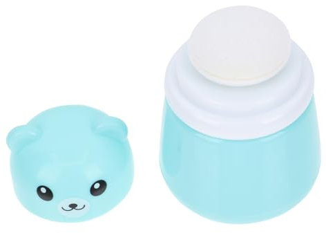 KOMBIUDA Schöne Puderquaste Kasten Cartoon Bär Mit Glatter Oberfläche Langlebigem Kunststoff Tragbare Babytalkumpuder Dose Für Neugeborene Und Kleinkinder