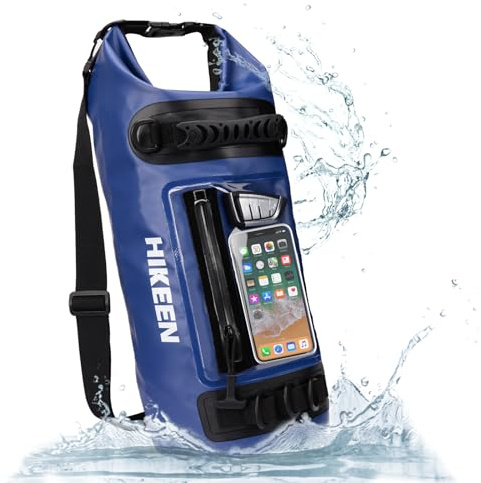 BOOSTEADY IPX7 Wasserdichter Trockensack Dry Bag mit Touchscreen-Tasche & Doppelreißverschluss - Wasserdichter Packsack für Kajak, Boot, Camping, Strand, Rafting, Schwimmen und Outdoor, 10L