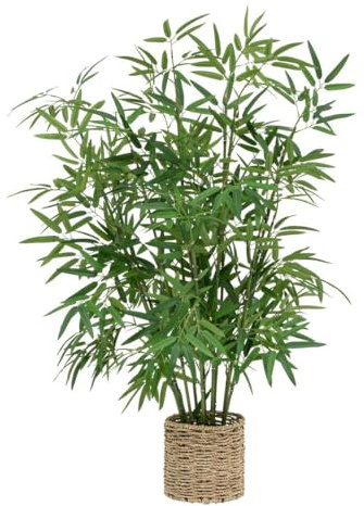Atmosphera - Bambú Artificial con Maceta de Paja, 100 cm de Alto, Aspecto Realista - Planta Decorativa para Interior, salón y Entrada