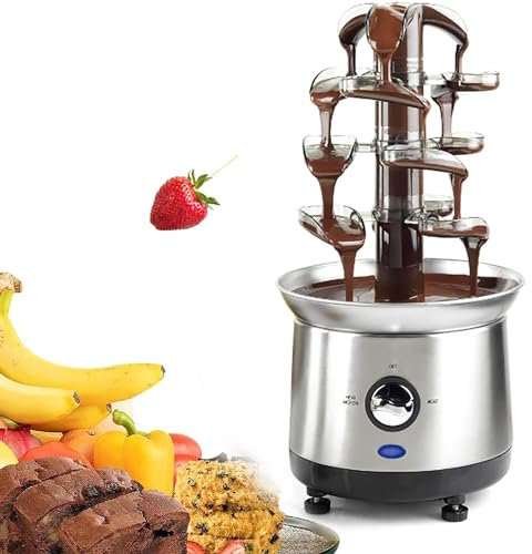 4-Tier Mini Chocolate Fountain Machine, 180W Electric Chocolate Fondue Fountain Machine, 2.5lb Capacity Hot Chocolate Capacity for Nacho Cheese, Sauce, Liqueuers, Christmas, Wedding, Birthday Party