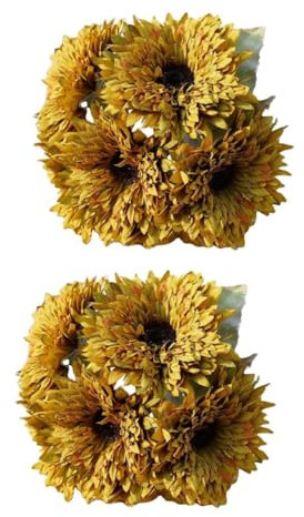 MAGICLULU 2 STK Hochzeitsstrauß gelbe Masse Fallen Brautstrauß Brautjungfernstrauß Anlage Brauthandblume Partyzubehör Blumen künstliche Sonnenblume Pflanze schmücken Stoff