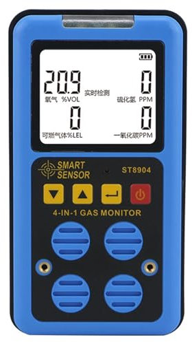 Détecteur De Gaz, Moniteur De Gaz Portable 4 en 1, Peut Être Connecté À La Mesure De La Pompe À Air, Triple Alarme, Options De Modes Multiples, pour H2S O2 CO LEL