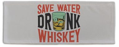 BRITISH MADE GIFTS Save Water Drink Whiskey Design Microfibre Bar Towel Gin Bar Pub Beer Mat