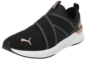 Puma Softride Harli Slip on Wns - Zapatos para Mujer, Puma Negro-Puma Blanco-Puma Oro, 39 EU