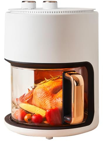 Friggitrice domestica multifunzionale con riscaldamento superiore con friggitrice ad aria in vetro visivo Friggitrice elettrica antiaderente di grande capacità da 4 l, 5 l, 5,5 l.(5L)
