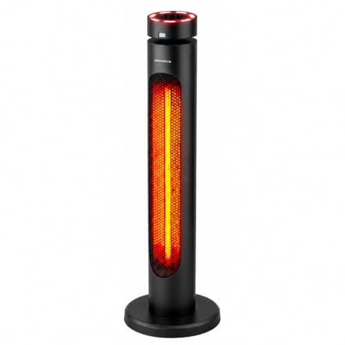 Climative Infrarot Heizstrahler Terrasse AURA 2000W – Infrarotheizung Standgerät mit 8 Stufen Oszillation 65° Carbonstab, IP45 Elektroheizung, Terrassenheizer Outdoor & Heizstrahler Innenraum, Schwarz