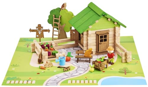 JEUJURA – La Maison et Son Jardin - 135 pièces - Jeu de Construction dans sa Valise en Carton - A partir de 5 Ans - Agilité - Créativité - Manipulation - Catalogue fourni – 8098