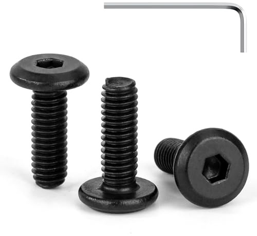 Tunejoy 30 Pezzi Viti a Testa Piatta M4 x 12 mm Nero Vite a Testa Esagonale Bulloni in Acciaio Inox A2 V2A Bulloni per Mobili con Chiavi a Esagono Filettatura Completa
