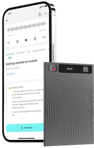 Mobvoi TicNote AI Voice Recorder 64GB Memory Note Recorder w/Case App Control 100+Languages Transcribe Summarize with AI Shadow Digital Audio Recorder for Phone Calls Lectures Meetings Interviews