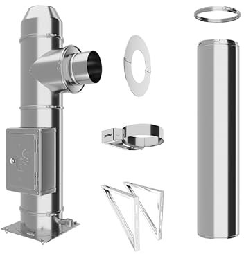 Edelstahlschornstein Bausatz in allen Längen und Durchmessern doppelwandiger Aussenkamin 25mm Isolierung 0,5mm Wandstärke Schrauberverschluss Kaminbausatz aus V4A Edelstahl (Ø 150mm, 2,2m)