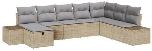 vidaXL Trädgårdsoffset 8 pcs Beige 55 x 62 x 69 cm Poly rattan, Trädgård och terrass, modern, hållbar, modulär, lätt, UV-skyddad, rattan-soffa, utomhusmöbler set