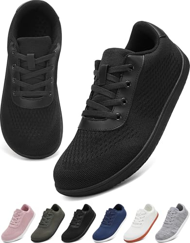 VOLHAL Barfußschuhe Damen Herren, Minimalistische Barfuss Schuhe mit Breiter Zehenbox & Zero Drop, Leichtgewicht Atmungsaktive Sneaker für Fitness, Wandern, Joggen & Alltag(Schwarz, 43EU)
