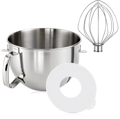 Mixing Cup,6QT Mixer Bowl for KN256 Whisk for KitchenAid Bowl-Lift Mixer Replacement Mixing Bowl with Lid Cover Kitchen Aid