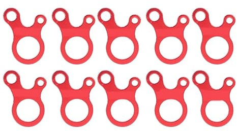 LOCADENCE 10 Stück Paracord Spann Seil Versteller, 3 Löcher Anti Rutsch Guyline Schnur Einsteller aus Aluminium Legierung, Zeltseil Spanner für Camping Wandern (Red)