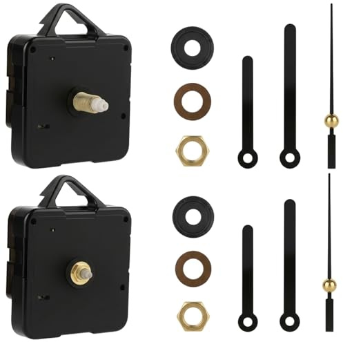Veridius 2Set Silent Quartz Clock Movement Mechanism Kit Battery Powered Quartz Clocks Replacement Movement Long Short Shaft with Hands Non-Ticking for Wall Craft Replacement DIY Repair Parts Making