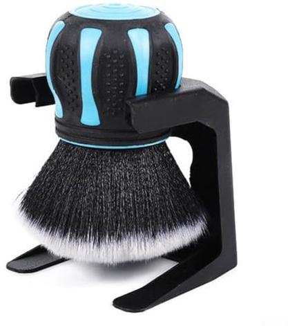 Eawfgtuw Brosses de nettoyage pour intérieur de voiture, brosse à poussière à poils doux pour roue et grille d'aération avec poignée ergonomique incurvée, rouge/bleu (bleu)