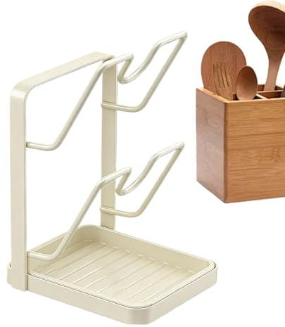 Generico Supporto Per Coperchio - Porta Coperchio Da Cucina | Contenitore Con Vassoio Di Scarico | Portaoggetti Con Vassoio Di Scarico Per Mestolo Spatola Cucchiaio Armadio Controsoffitto