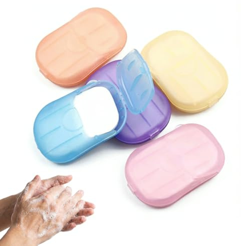 YIPFEN Lot de 4 : Feuilles de savon jetables, savon de voyage, papier savon portable, savon hygiénique pour activités extérieures