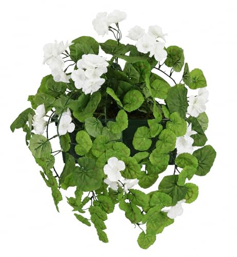 Planta Artificial 'Geranio en Caja' 38 cm para balcón, balcón, arbusto Decorativo, Guirnalda Colgante