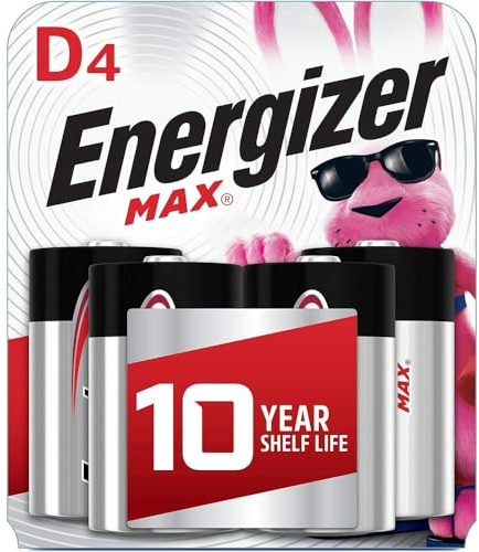 Energizer MAX D Alkaline Batteries, 4-Count