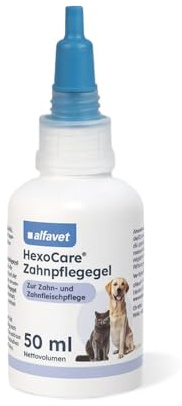 Alfavet HexoCare Gel per igiene orale (50 ml) – gel dentale per cani, gatti e piccoli animali – con clorexidina, Tris-EDTA ed erba gatta – cura quotidiana di denti e gengive