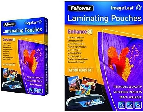 Fellowes ImageLast Laminierfolien 80 Mikron, DIN A3 (100er Pack) + ImageLast Laminierfolien (80 Mikron, DIN A4, 100 Stück ) transparent