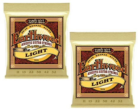 Earthwood 2006 – Leichte Gitarrensaiten für Akustikgitarren von Ernie Ball; 0,1–0,05; 2 Packungen