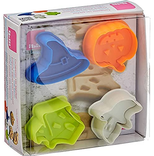 Ibili 733000 - Set 4 cortapastas con expulsor Halloween