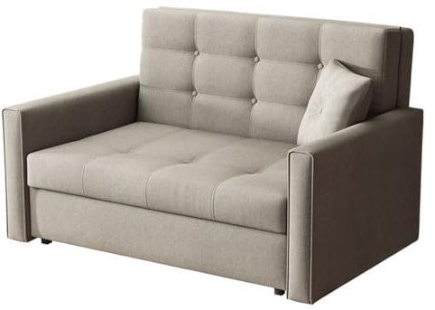 Mirjan24 Sofa Viva II Lux mit Schlaffunktion, Bettsofa, 2 Sitzer Polstersofa mit Bettkasten inkl. Kissen, Schlafsofa Sofagarnitur, Wohnlandschaft, Farbauswahl (Sofia 03)