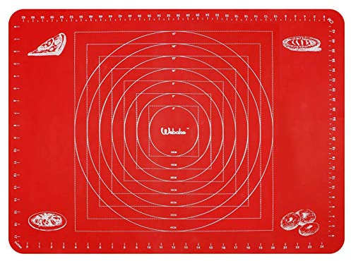 Webake Extra Large Silicone Baking Mat 70 X 50 cm Pastry Mat with Measurements Non Stick Reusable Rolling Baking Sheets for Fondant Dough Cookies Cake Macarons Pizza Bread 27.5 X 19.6 Inch - Red
