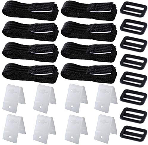 Poweka Kit de Fijación para Carrete de Cubierta Solar, Accesorios para Carrete de Cubierta Solar para Piscinas, 8 Correas Adhesivas de Nailon y Hook y Loop, 8 Placas de Fijación, 8 Hebillas