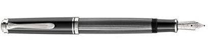 Pelikan 813525 Kolbenfüllhalter Souverän M605 Stresemann, Schwarz-Anthrazit, Feder M, in Faltschachtel
