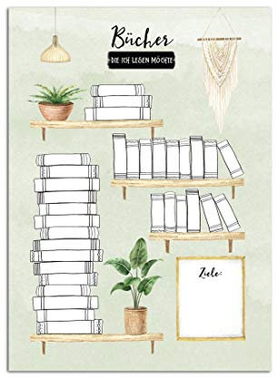 Postkarte BÜCHER Bullet Journal Postkarte Bücherliste Checkliste Bücher lesen Leseliste