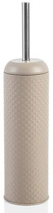 Baroni Home Porta Scopino per WC, Linea Dotty Portascopino Bagno Color Tortora in Metallo Resistente, con Scopino Incluso, 9,5X9.5X40 cm
