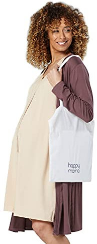 HAPPY MAMA Femme Chemise Nuit Peignoir Set Grossesse Allaitement 1009 (Beige & Cappuccino, 44-46, XL)