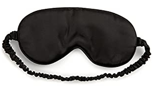 SLEEPMED Schwarze Nachtmaske aus Seide & Baumwolle, Komfortable Augenmaske mit Gummiband, Luxus Schlafmaske für empfindliche Augen, 20,5x10x0,2cm, unisex