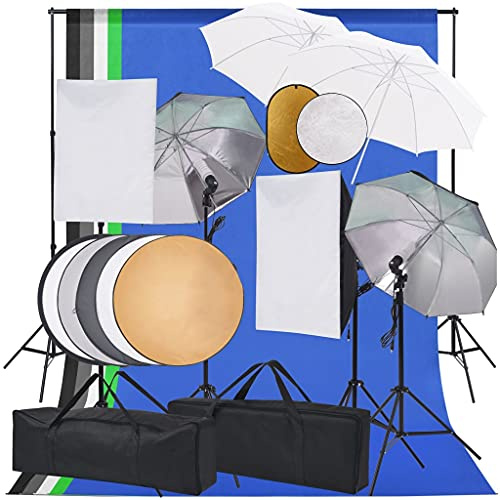 vidaXL Fotostudio Set Softbox-Lampen Schirm Hintergrund Reflektor Stativ Tragetasche Foto Studioset Softbox Hintergrundsystem Fotografie