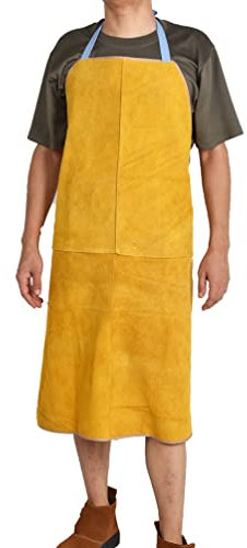 Tablier Soudeur en Cuir Tablier De Soudage De La Peau De Vache, Tablier Résistant À La Chaleur Et Ignifuge, Tabliers for Hommes Et Femmes (Color : Yellow, Size : 100X70CM/39.4X27.6inch)