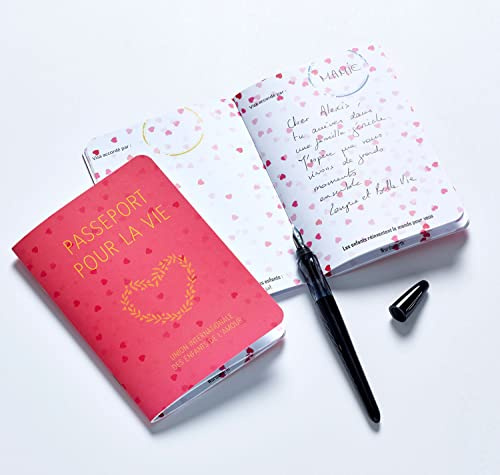 Gästebuch Passport pour la vie, Geschenk zur Geburt, Junge / Mädchen