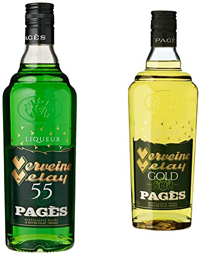 Pagès Verveine du Velay Verte, Parfait pour La Nature Ou Dans Les Cocktails, 700 ml & Liqueur Verveine du Velay Gold PAGÈS 40% - 70cl
