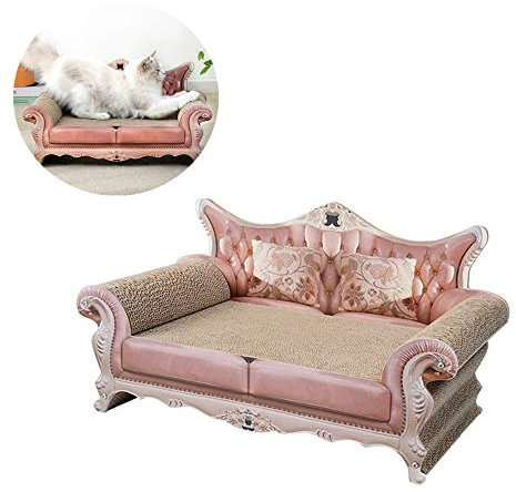 Petsoigné Kratzsofa Katze Katzenbett Kratzbrett Kratzpads Kratzmöbel für Katzen Wellpappe Austauschbar (Retro Farbe)