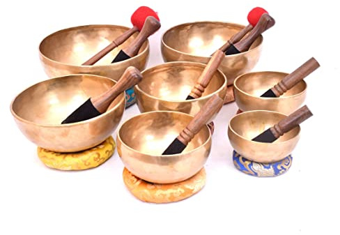 Generic Juego de 7 cuencos tibetanos tibetanos, meditación curativa de equilibrio de chakras, cuencos de metal de bronce