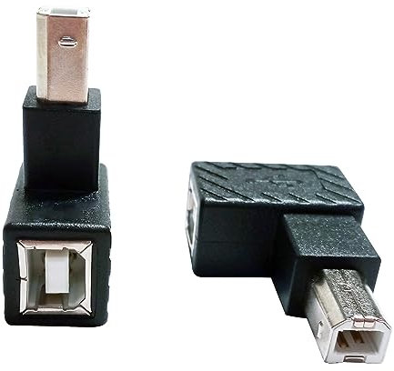SHANFEILU 90 gradi USB 2.0 tipo B adattatore per stampante maschio a tipo B femmina angolo sinistro stampa e trasferimento dati connettore di estensione per stampante scanner fax 2pezzi
