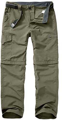 mosingle Pantalón de senderismo para hombre, ligero de secado rápido, con cremallera, convertible, para viajes, pesca, carga, pantalón transpirable de exterior, verde claro, 42