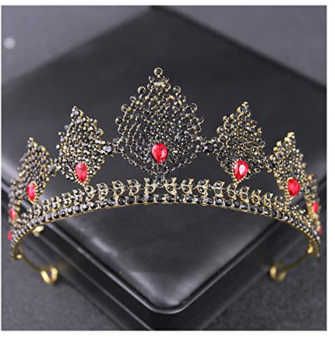 Vintage Barock Kristall Luxus Prom Diademe Kronen Stirnbänder für Braut Frauen Braut Hochzeit Haarschmuck Schmuck Kopfschmuck Tiara (Metal Color : Rose Gold Color)