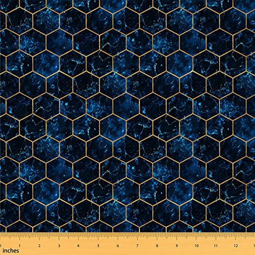 Blauer Marmor, 4,5 m, Polsterstoff für Stühle, Wabenstoff, Meterware für Kinder, moderner Marmor, ästhetisch, dekorativ, wasserdicht, Outdoor-Gewebe, geometrisch, goldfarben, schwarz, Outdoor-Stoff