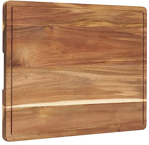 Großes Schneidebrett aus Holz für die Küche, 61 x 45,7 cm, extra großer Metzgerblock mit Saftrille, Charcuterie-Brett, Akazienholz, Schneidebretter für Küche, 91 x 61 cm