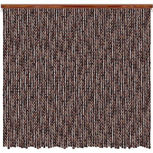 Beaded Door Curtain Bamboo 90x200cm, Beaded Bamboo Wooden Door Curtain Summer Blind Fly Curtain Screen, Decorative Privacy Screens for Home, Beaded Door Curtain Fly Screen for Patio Doors (Color : Co