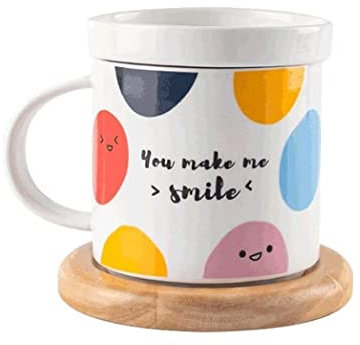 AMYSTY Tazzine caffè Tazza da caffè Tazza di tè Set Tazza caffè in Ceramica con Coperchio E Vassoio Tazza Grande con Manico per Bevande Calde Fredde Multifunzionale Tazzine di Caffe Tazze da caffè