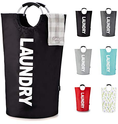Caroeas 100L Panier à Linge Grande Capacité, Sac à Linge Pliable avec Poignées Rembourrées, Corbeilles à linge，Idéal pour le Rangement et le Transport des Vêtements,Noir